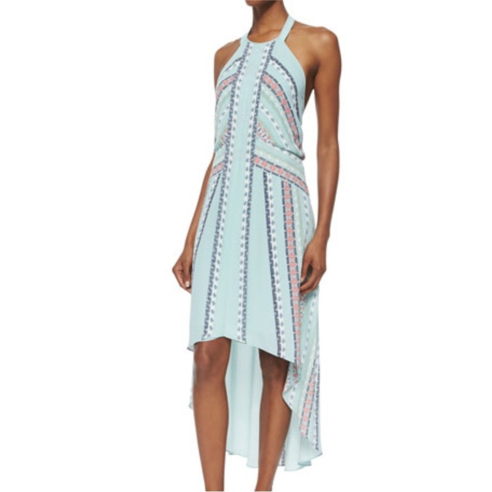 BCBG, GINEVIA Dress, Aqua, Medium, High-Low, Low back, Halter Neck